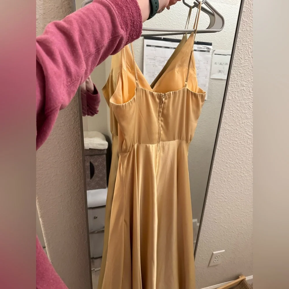Long gold formal dress worn once - Picture 2 of 5